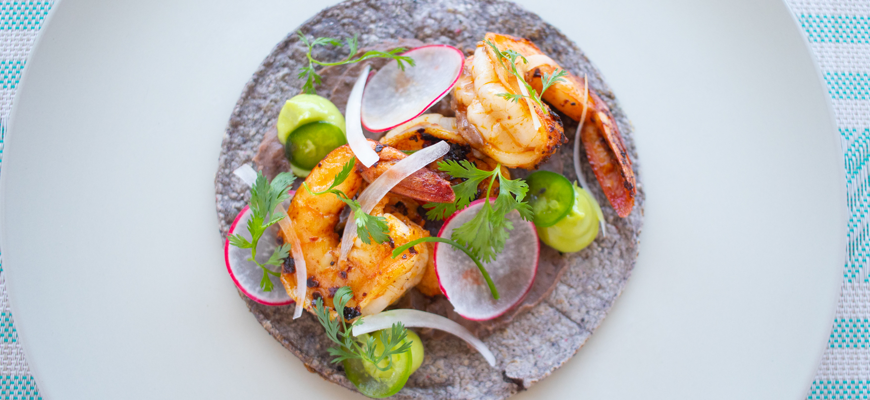 BLUE CORN SHRIMP TACOS